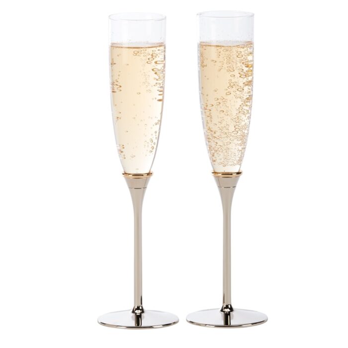 Gold Ring Toasting Flutes, Pair, 10" H - 10" H - Image 2