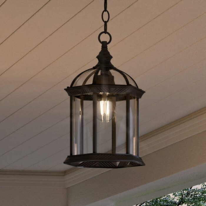 Luxury Transitional Outdoor Pendant, 13.625"H x 7.5"W, with Traditional Style, Olde Bronze, BWP1373 by Urban Ambiance - 13.63