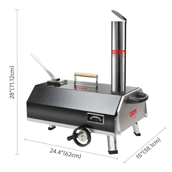 Semi-Automatic Black 12 Outdoor Portable Wood Fired Pizza Oven - Image 2