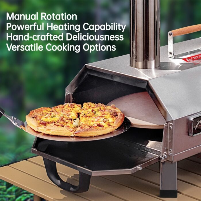Semi-Automatic Silver 12 Outdoor Portable Wood Fired Pizza Oven - Image 2