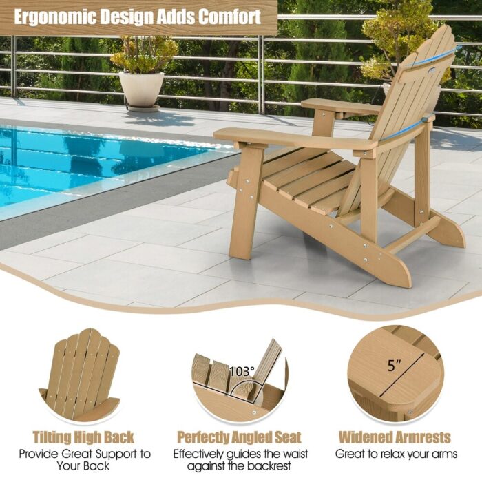 Patio HIPS Adirondack Chair with Cup Holder Weather Resistant Outdoor - Image 2