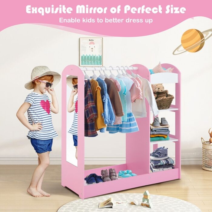 Gymax Kids Dress up Storage Hanging Armoire Dresser Costume Closet w/ - Image 2