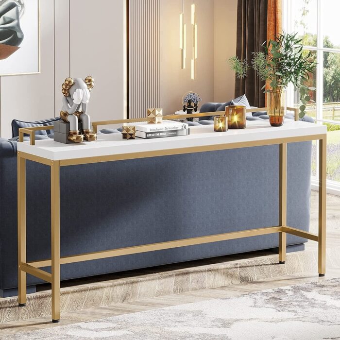 70.9" Extra Long Sofa Console Table, Behind The Couch Table Narrow Entryway Table