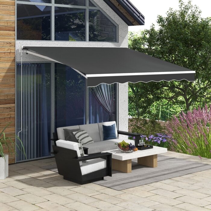Outsunny 10' x 8' Electric Awning, Retractable Awning, UV Protection Sun Shade Shelter with Remote Controller