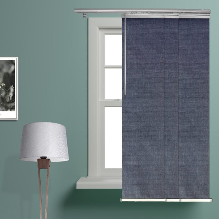 InStyleDesign Prussian Blue 3-Panel Single Rail Panel Track / Room Divider / Blinds 28"-43"W x 68"H, Panel width 15.75"