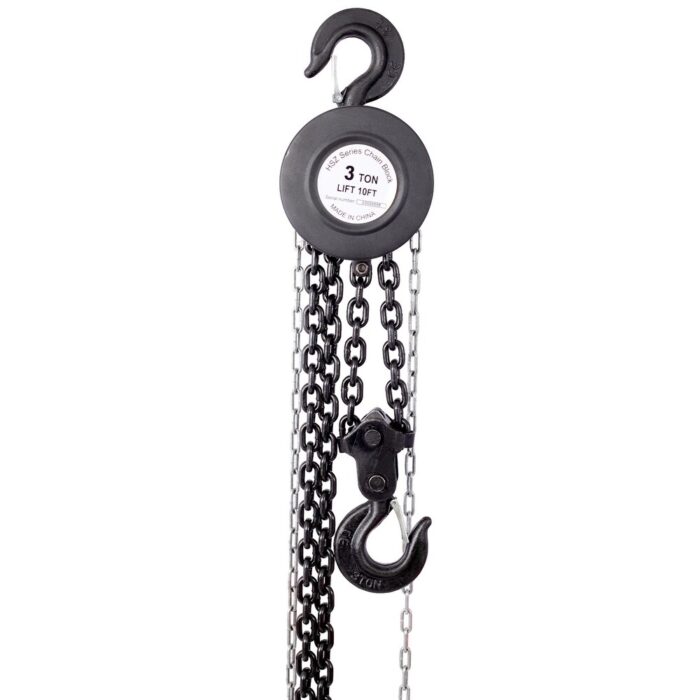 Chain hoist 4400 lbs. Black 10 ft. Steel Manual Chain Hoist Log Hook with 2 Heavy Duty Hooks