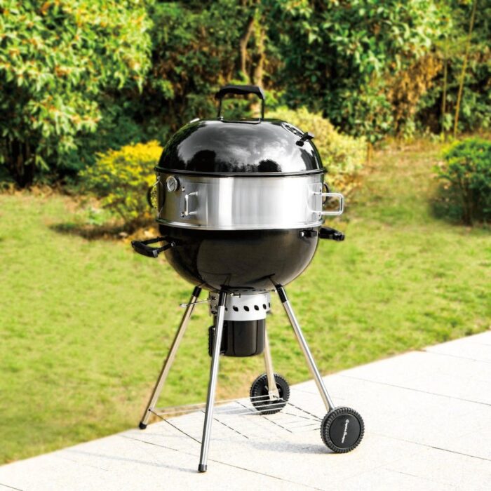 22" Kettle Enamel Charcoal Patio Grill with Built-in Thermometer - Image 2