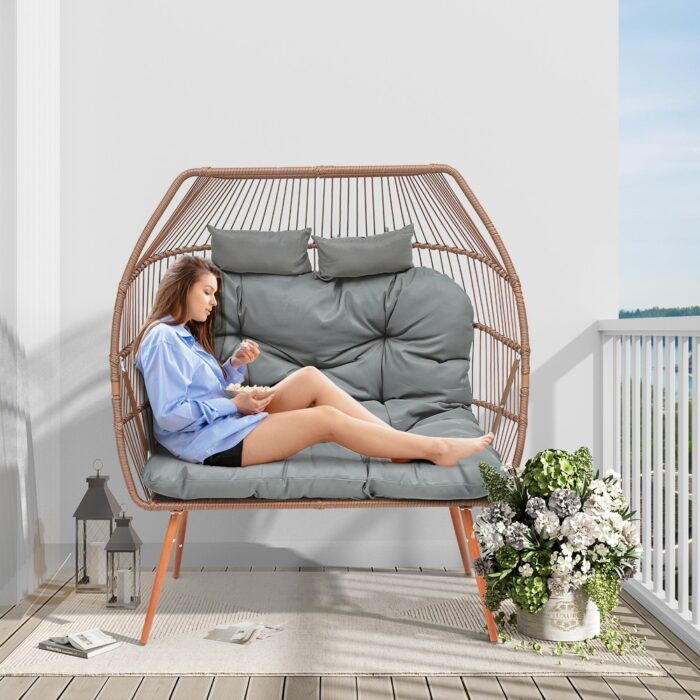 Oversized Double Egg Chair With Stand - Image 2