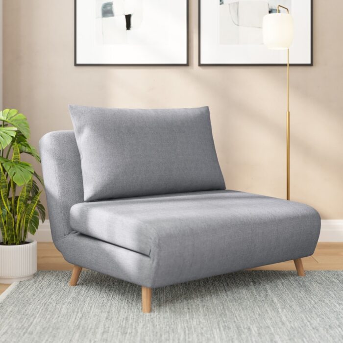Foldable Sleep Chair with Hideaway Legs and Backrest Pillow