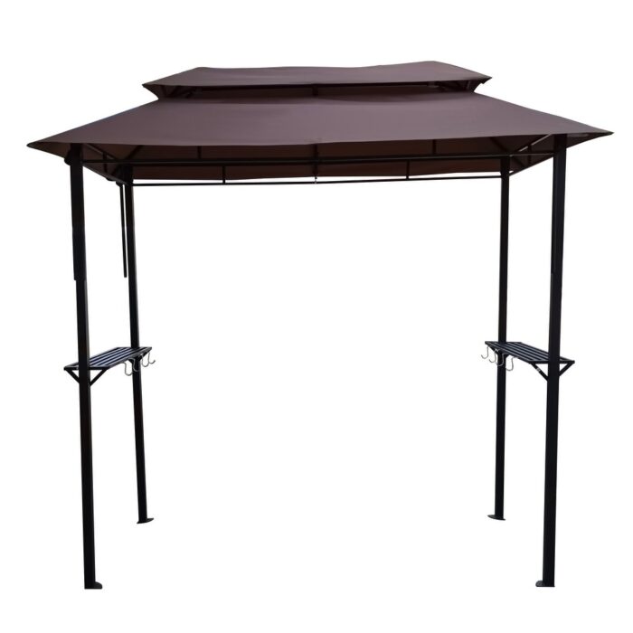 8x4FT Grill Gazebo with Soft Top Canopy,Hooks and Bar Counters