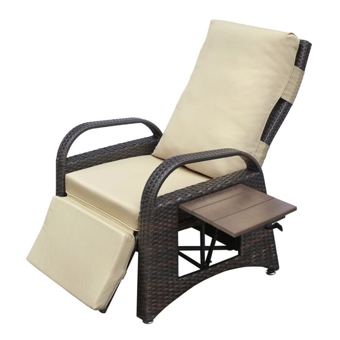 Outdoor Recliner Chair,PE Wicker Adjustable Reclining Lounge Chair - Image 2