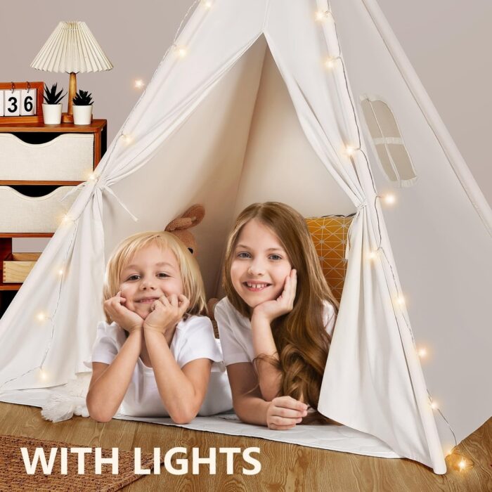 Canvas Teepee Play Tent for Kids In/outdoor Playing with Carry Case - Image 2