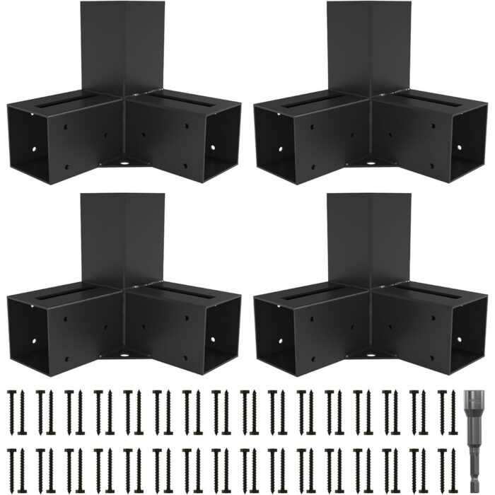 4x4 Slotted Design Outdoor Pergola Brackets with End Cap Corner