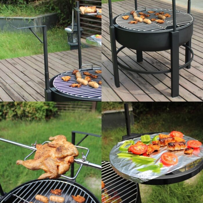 Round Metal Firepit Removable Cooking Grill Outdoor Fire Pit Grate