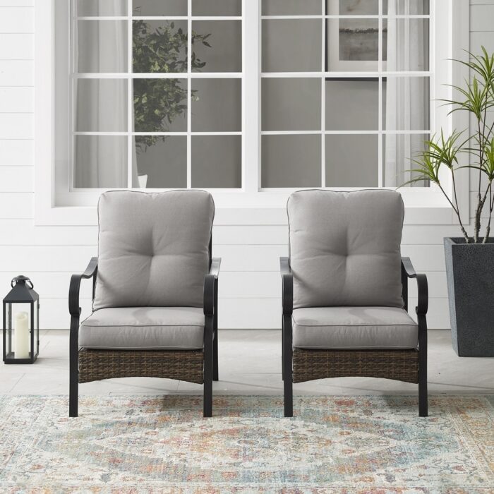 Crosley Dahlia 2Pc Outdoor Metal And Wicker Armchair Set - Image 2