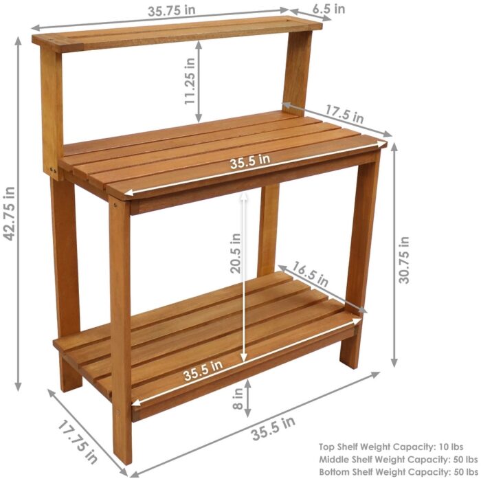 Meranti Potting Bench with Teak Oil Finish - 42-Inch - Image 2