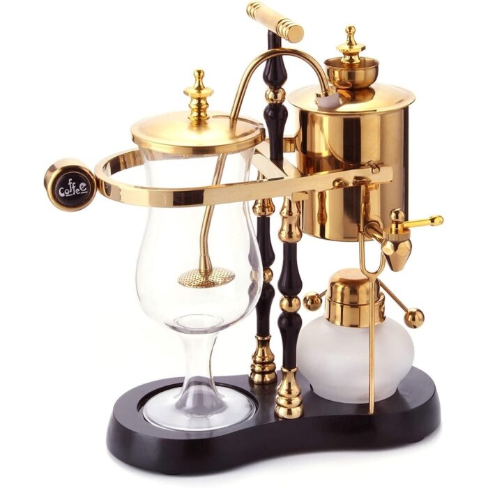 Belgian/Belgium Family Balance Siphon/Syphon Coffee Maker, Elegant Double Ridged Fulcrum with Tee Handle