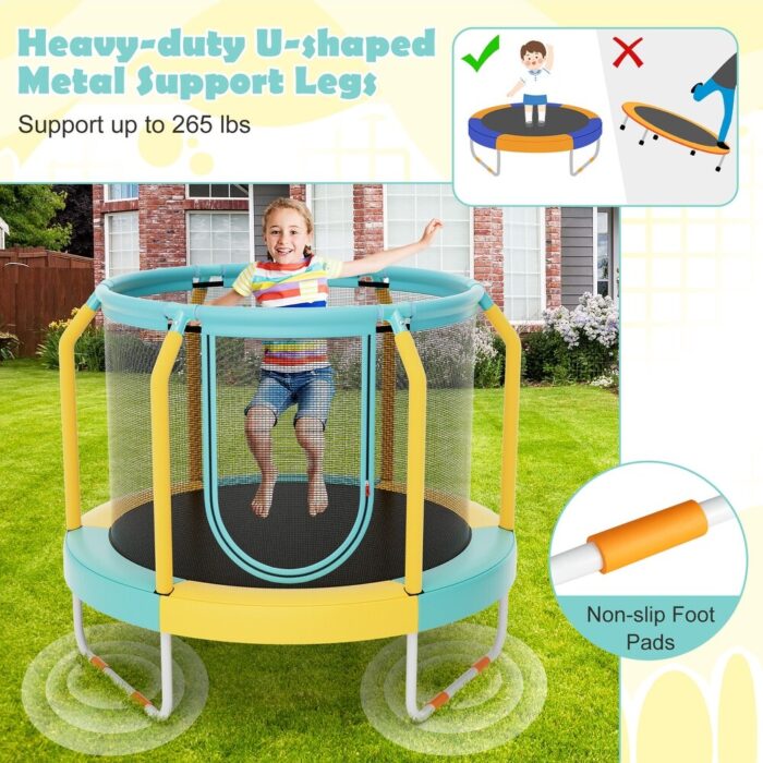 Mini Trampoline with Enclosure and Heavy-duty Metal Frame-Yellow - 48" x 39.5" (Dia. x H)