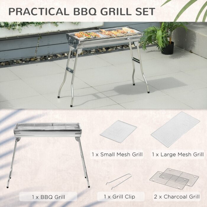Portable Charcoal Grill Stainless Steel Folding Outdoor BBQ Grill