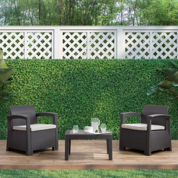 CorLiving Lake Front Black Rattan Patio Chair Set, 3pc