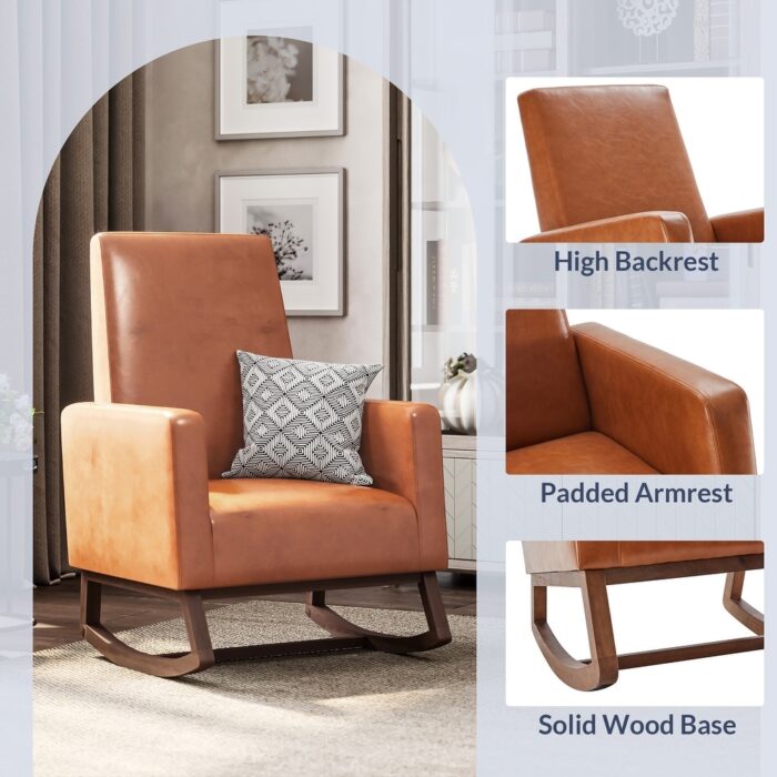 BELLEZE Felix Modern Rocking Chair, Nursery Glider Rocker - Image 2