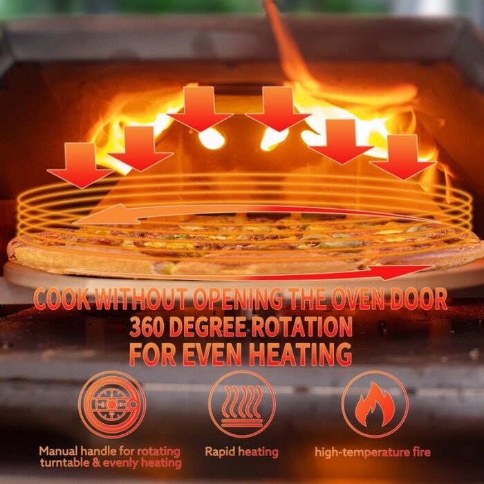 Semi-Automatic Black 12 Outdoor Pizza Oven Portable Wood Fired - Image 2