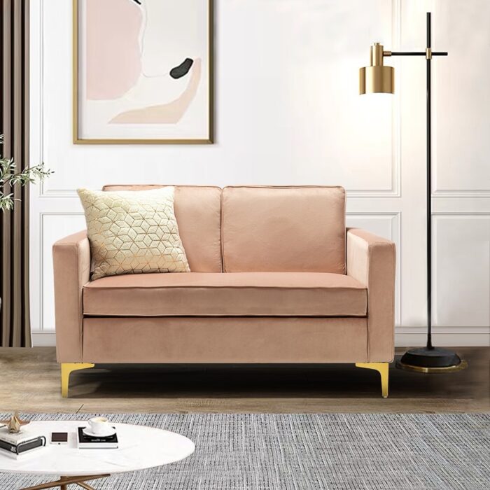 Clos Upholstered Loveseat with Metal Base by HULALA HOME