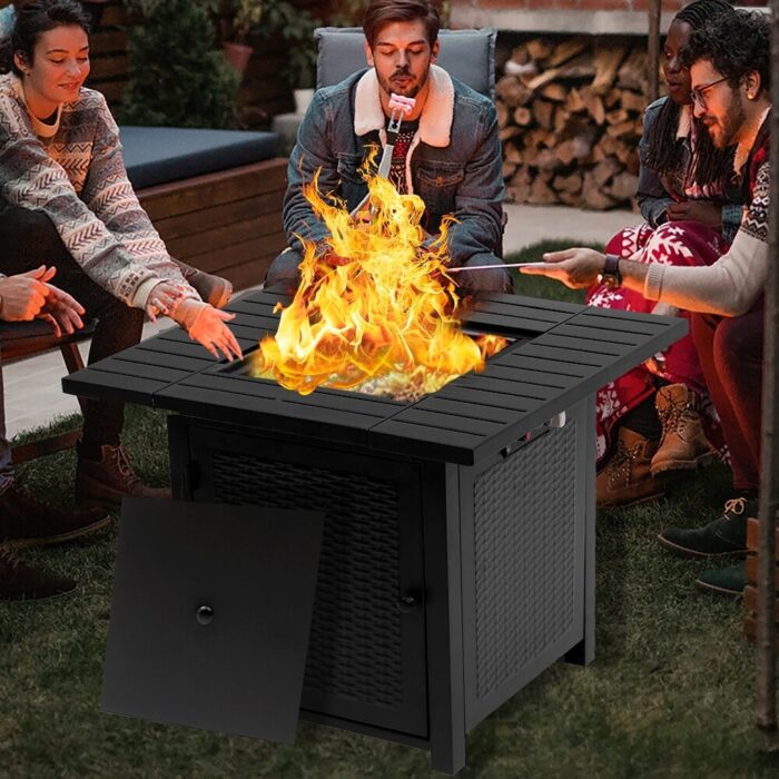 SUGIFT 28" 50000 BTU Propane Gas Fire Pit Table with Lava Rocks, Metal Lid and Protective Cover - Image 2