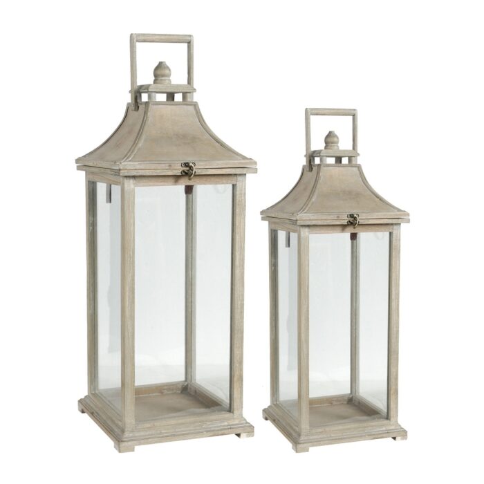 A&B Home Ivona White Garden Candle Lanterns (Set of 2)