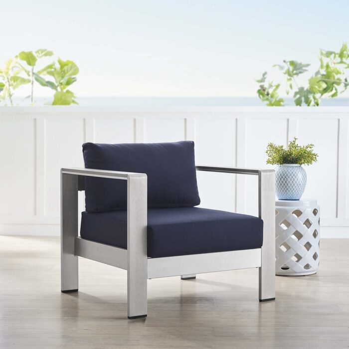 Shore Sunbrella® Fabric Aluminum Outdoor Patio Armchair - Image 2