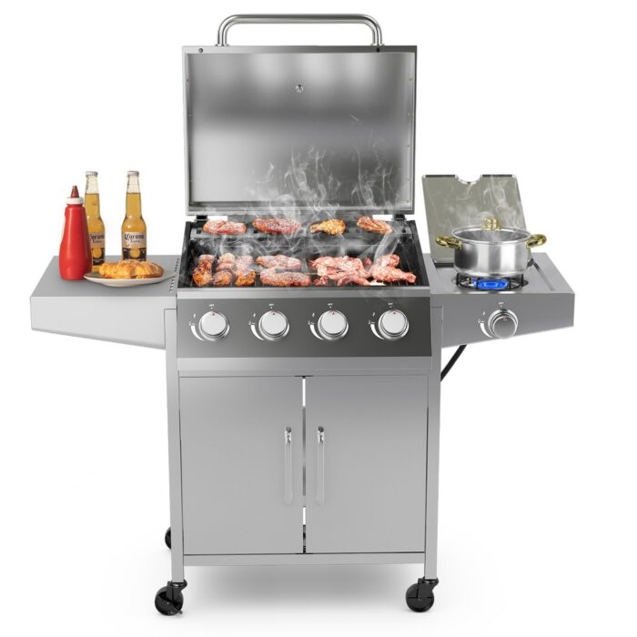 Costway 5-Burner Propane Gas BBQ Grill withSide - 52.5'' x 22'' x 43'' (L x W x H)