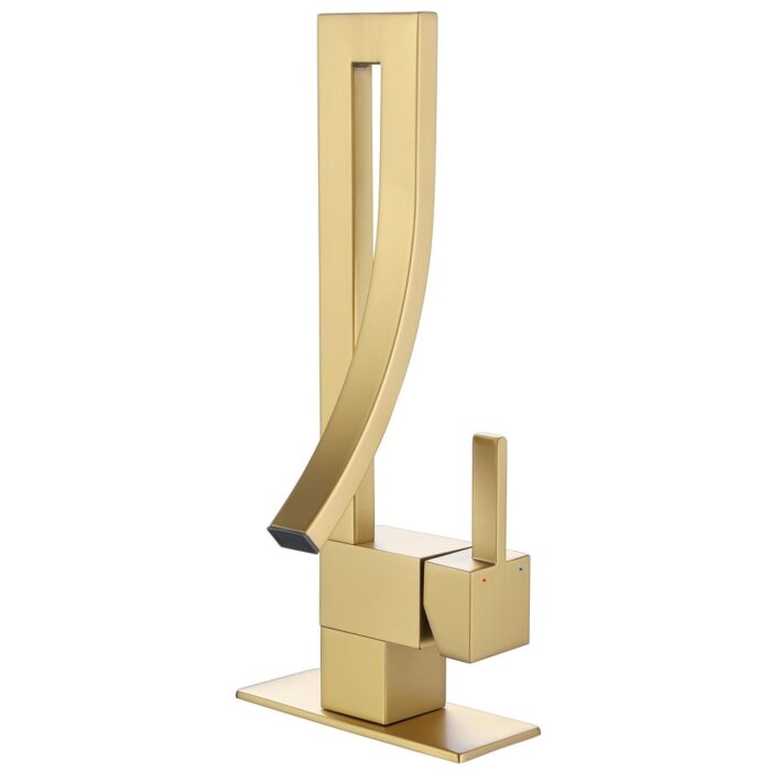 Modern Creative Design Single Lever Handle 1-Hole Bathroom Sink Faucet with Waterfall Spout - Image 2
