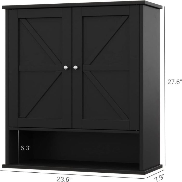 Two Door Wall Cabinet - 27.6"D x 23.6"W x 7.9"H - Image 2