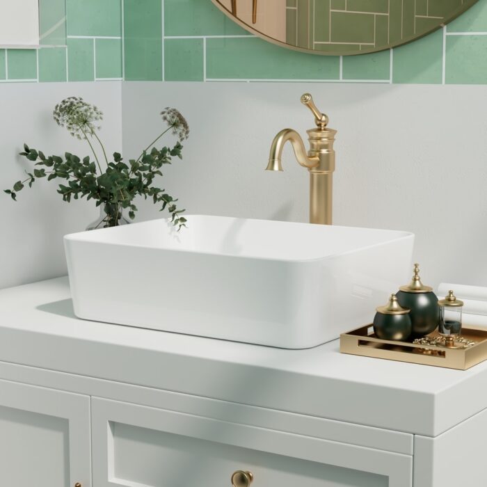 DeerValley Ally 19 inch Rectangle Ceramic Vessel Bathroom Sink