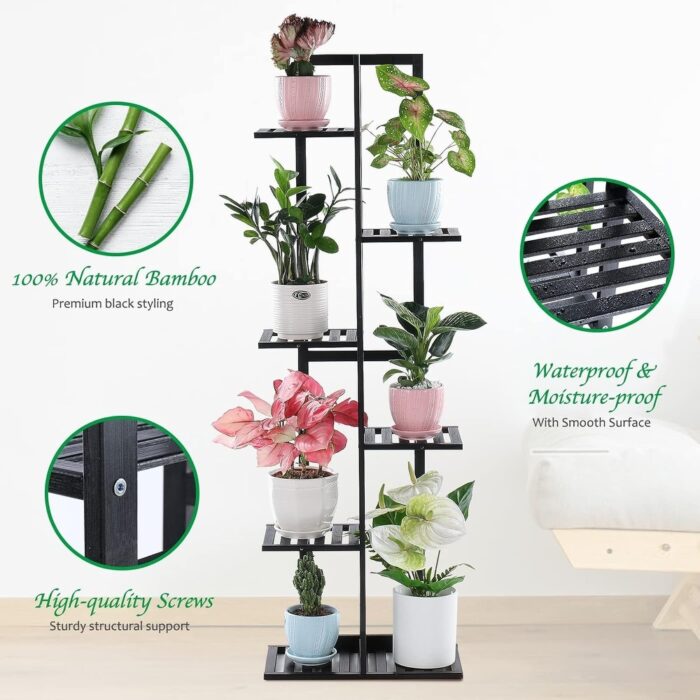 Bamboo Plant Stand 6 Tier 7 Potted Multiple Flower Pots Holder - Image 2