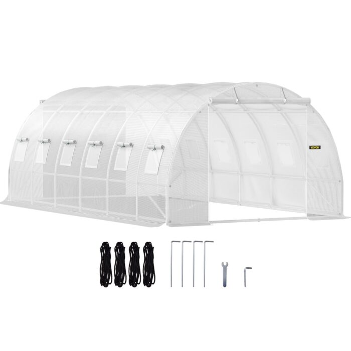 VEVOR Walk-in Greenhouse 10-20' Hot Planter House Gardening Galvanized Frame