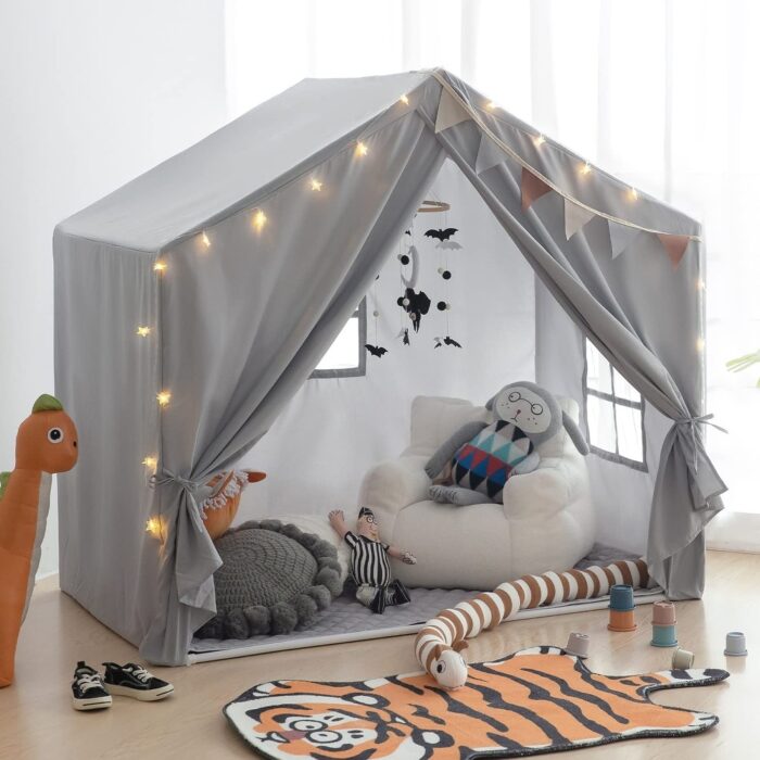 Indoor Large Playhouse Tent for Girls Boys, Play Cottage ((Grey) - Image 2