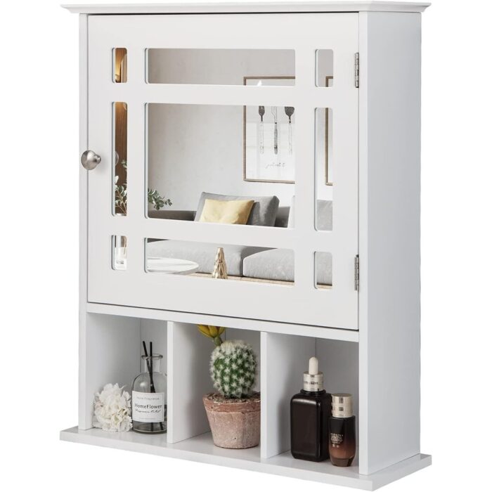 Bathroom Medicine Cabinet with Mirror,White - 6.5"D x 19"W x 23.5"H