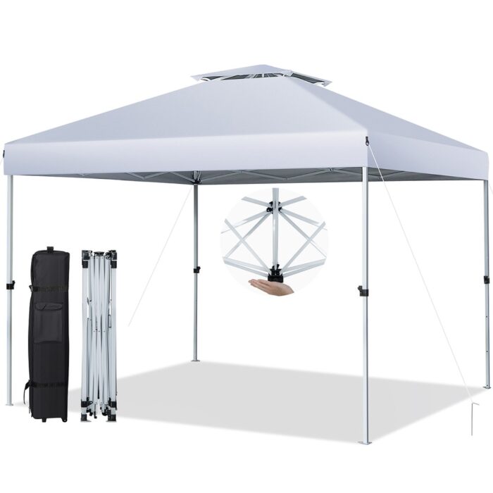 2-Tier 10' x10' Pop-up Canopy Tent Instant Gazebo Adjustable Carry Bag