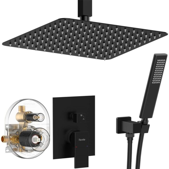 Matte Black Shower System 12 Inch Shower Fixtures Rain Shower Head