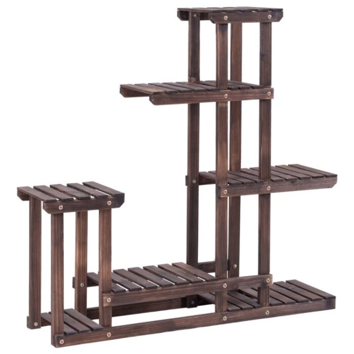 6-Tier Garden Wooden Plant Flower Stand Shelf for Multiple Plants Indoor or Outdoor - 40" x 10" x 38" (L x W x H)