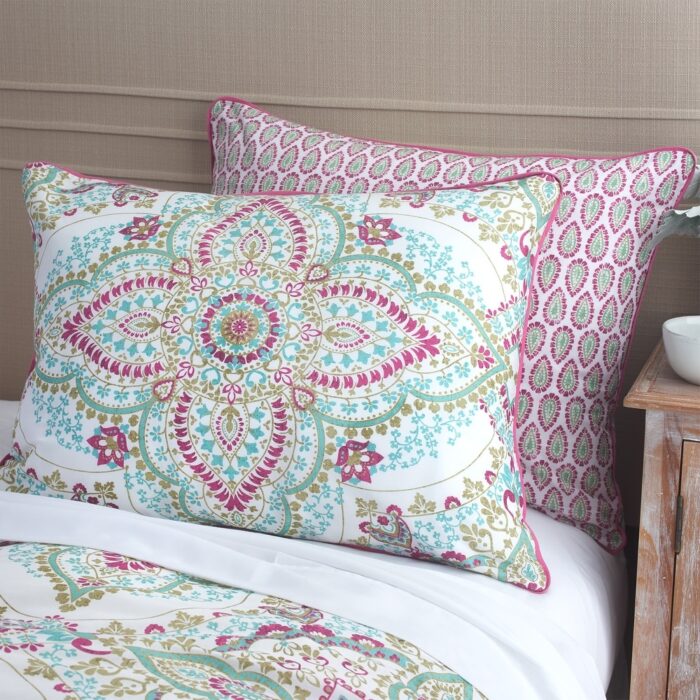 Jaipur Reversible Percale Cotton Comforter Set Magenta/Blue - Heirlooms of India - Image 2