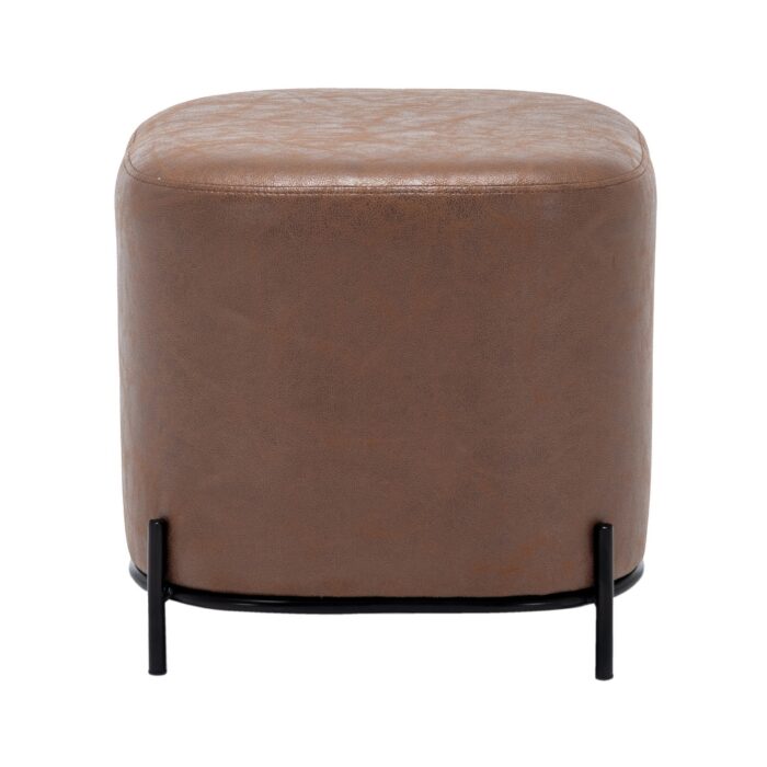 WOVENBYRD 17" Modern Square Ottoman with metal base - Image 2