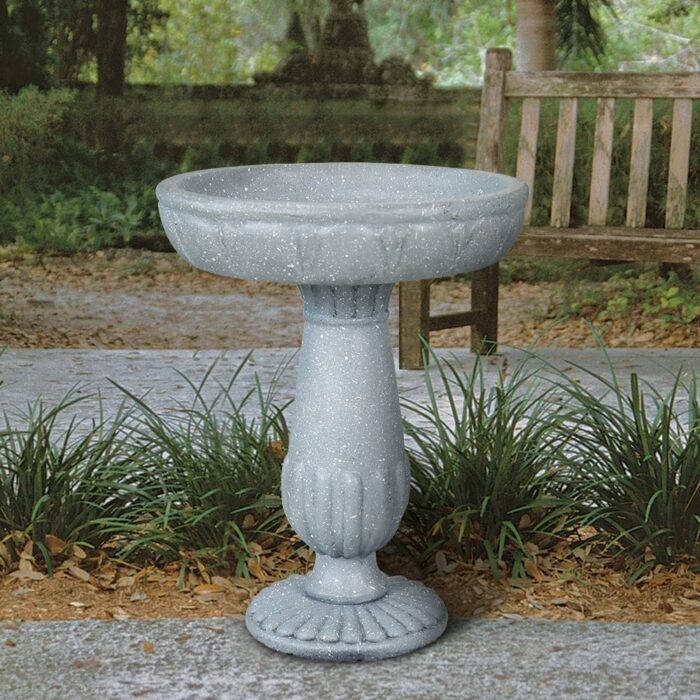 21.2In H Glass Fiber Reinforced Concrete Construction Garden Bird Bath - Image 2