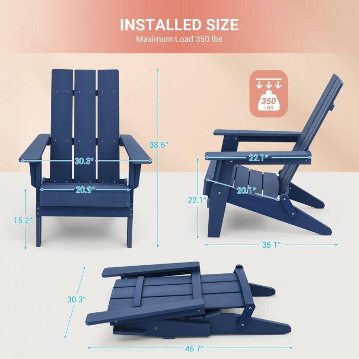 AOOLIMICS Foldable Chair With Armrests,Outdoor Resin Waterproof Chair - Image 2