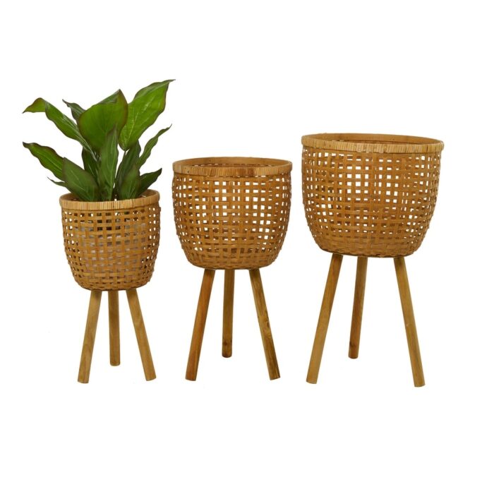 Bamboo Bohemian Planter ( Set of 3) - S/3 26", 23", 20"H - Image 2