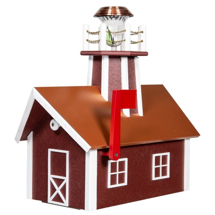 Deluxe Wood Mailbox with Penny Copper Roof and Lighthouse