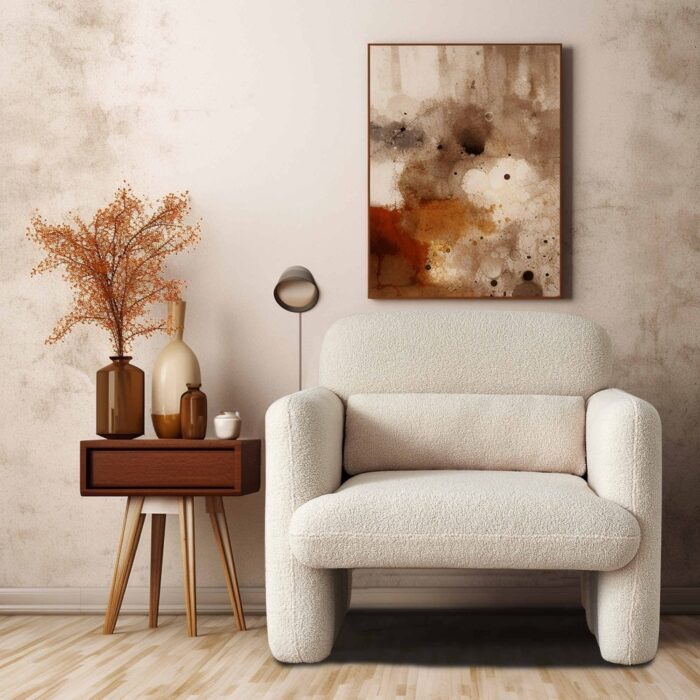 Accent Arm Chair Lamb Fleece Fabric Sofa Modern Single Sofa with Support Pillow Tool-Free Assembly