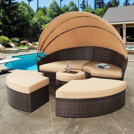 Nuon 5-piece Outdoor Wicker Patio Canopy Daybed Set by Havenside Home - Image 2