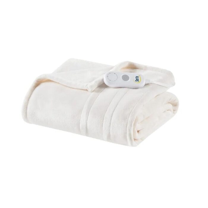 50" x 60" Heated Throw Electric Blanket Ivory - Image 2